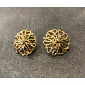 Monet Vintage Gold Tone Textured Earrings Clip On